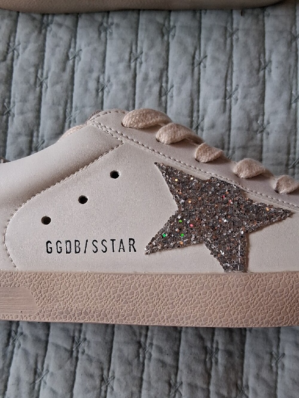 White Golden Goose Women's Sneaker with Silver Glitter Star - Picture 7 of 11